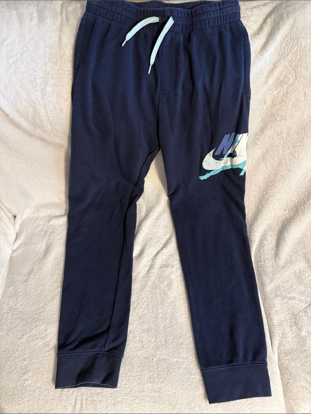 Nike Navy Joggers with Light Blue & White Swoosh